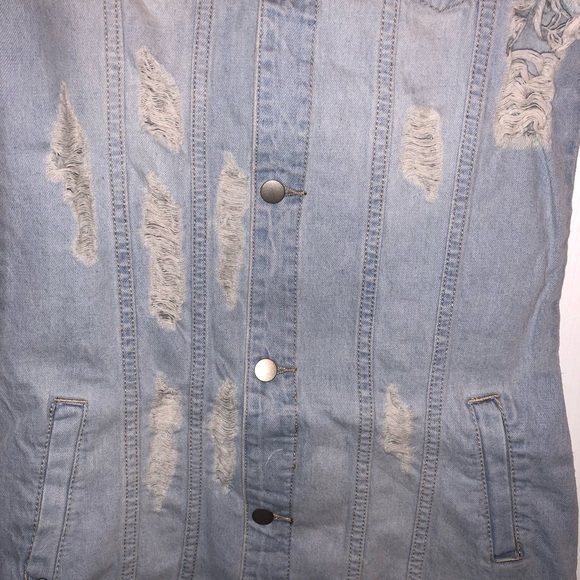 Distressed Longline Denim Vest - Picture 5 of 8